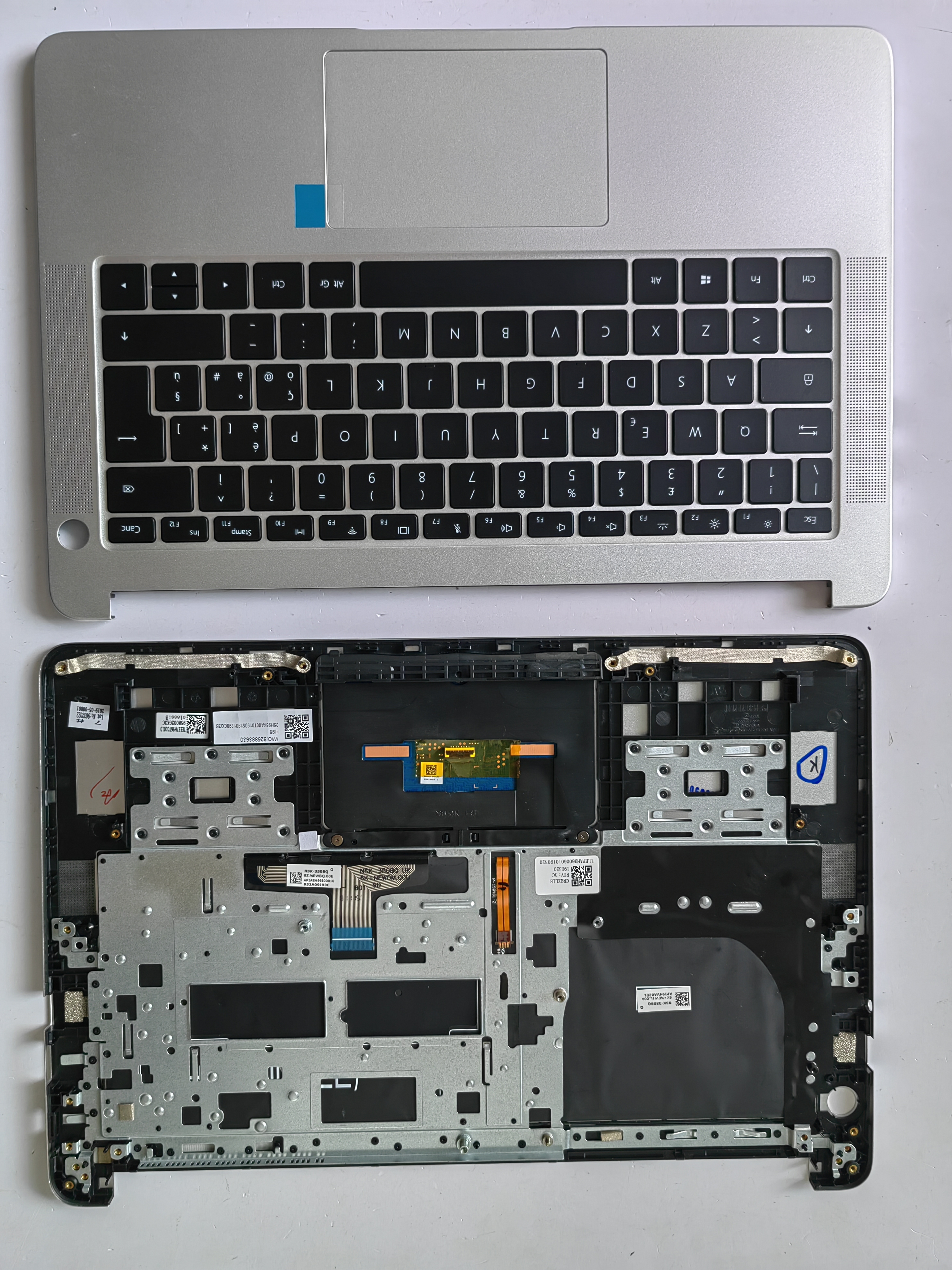 Picture of New Replacement Laptop Keyboard For HUAWEI VLT-W50 with C shell and touch panel SILVER FRAME BLACK Backlit IT Layout